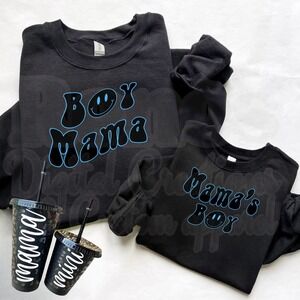 Mama Boy Matching Sweatshirt Set Mommy and Me Outfit Cute Mom Son Shirts